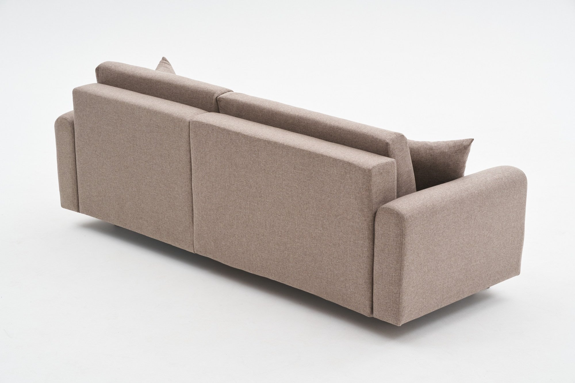 Sofá-cama de canto elegante, marrom, 246 x 160 x 85 cm | 100% poliéster, pernas de madeira de faia, espuma 28 DNS | Converte-se em cama (210 x 135 cm) para uma vida moderna