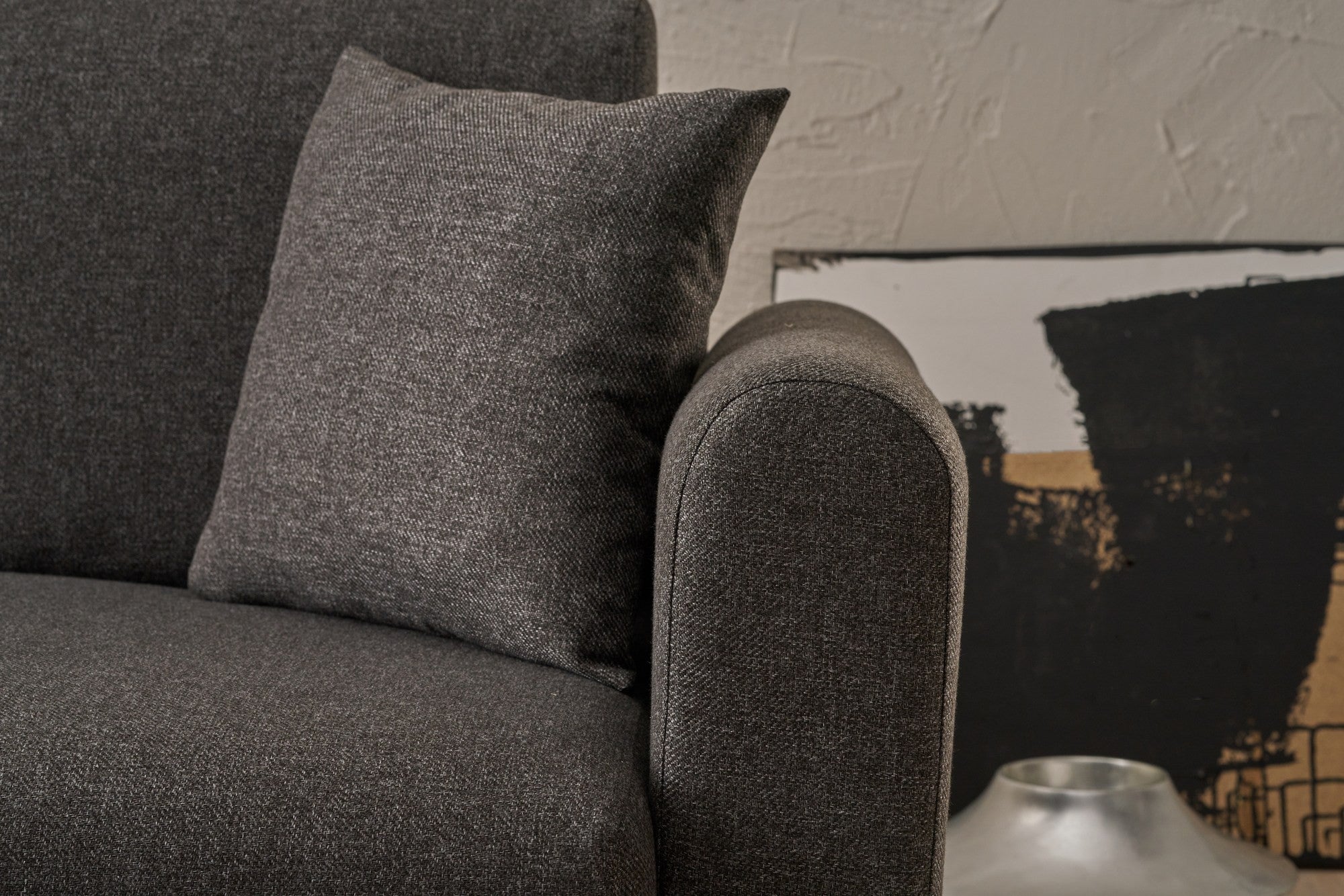 Sofá-cama de canto elegante, antracite, 246 x 160 x 85 cm | Estrutura em madeira de abeto, 100% poliéster, espuma 28 DNS, pernas em madeira de faia | Perfeito para espaços modernos