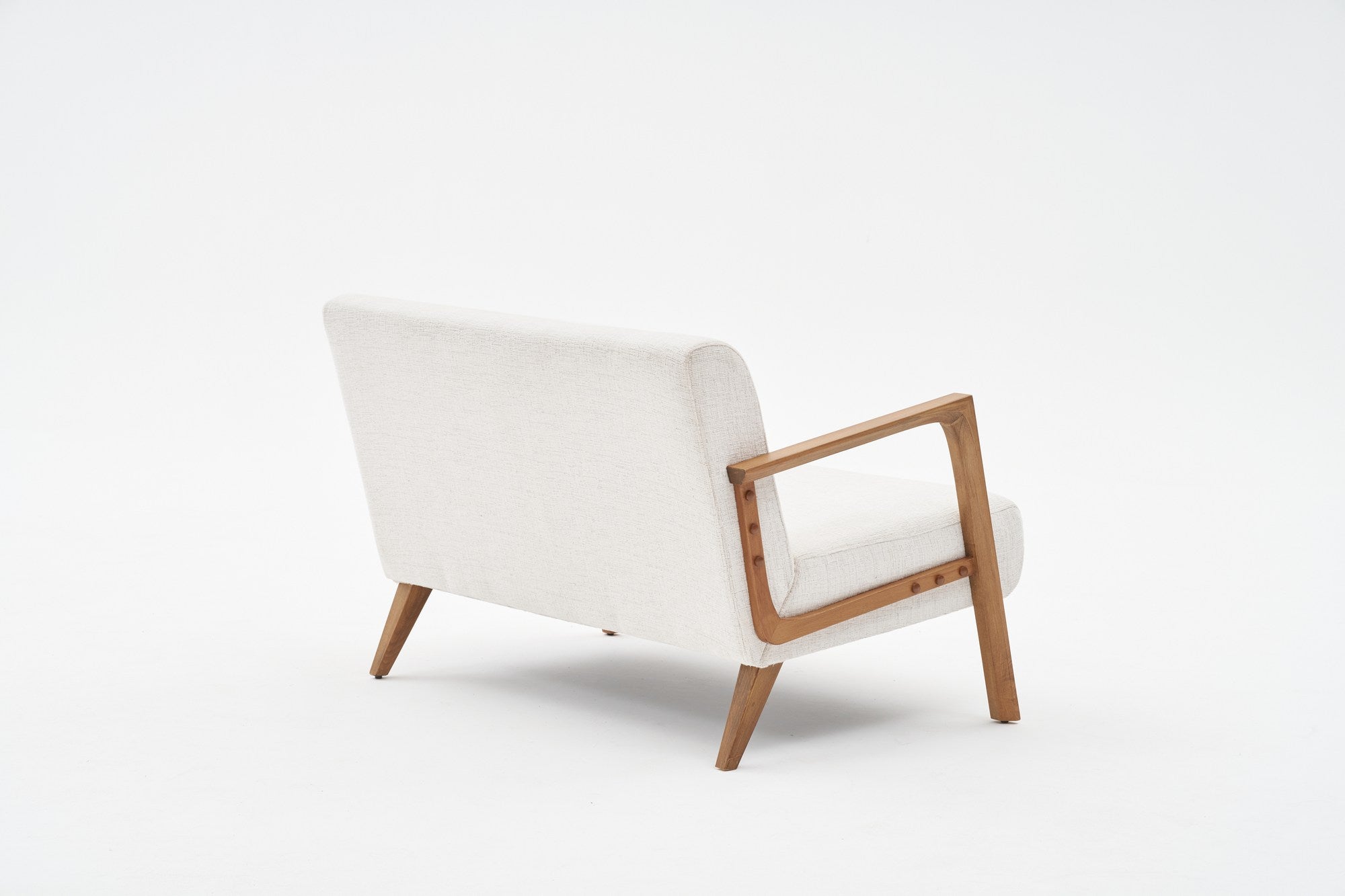 Sofá elegante de 2 lugares, tecido chenille creme, estrutura de madeira de faia, 114 x 85 x 80 cm | Assentos confortáveis de espuma DNS 32 | Perfeito para salas de estar modernas