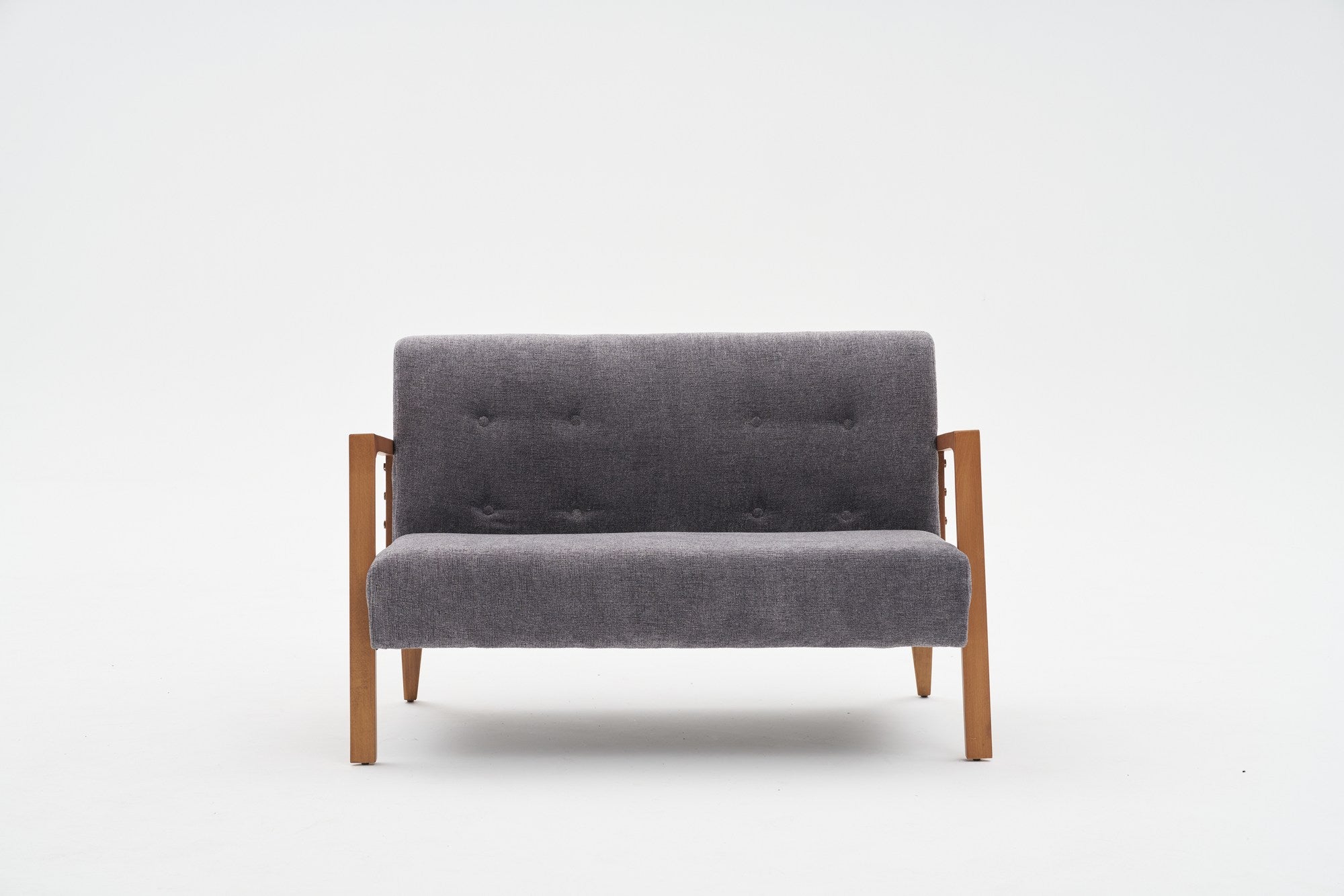 Sofá elegante de 2 lugares, tecido chenille cinza, estrutura de madeira de faia, 114 x 85 x 80 cm | Assentos confortáveis de espuma DNS 32 | Perfeito para salas de estar modernas