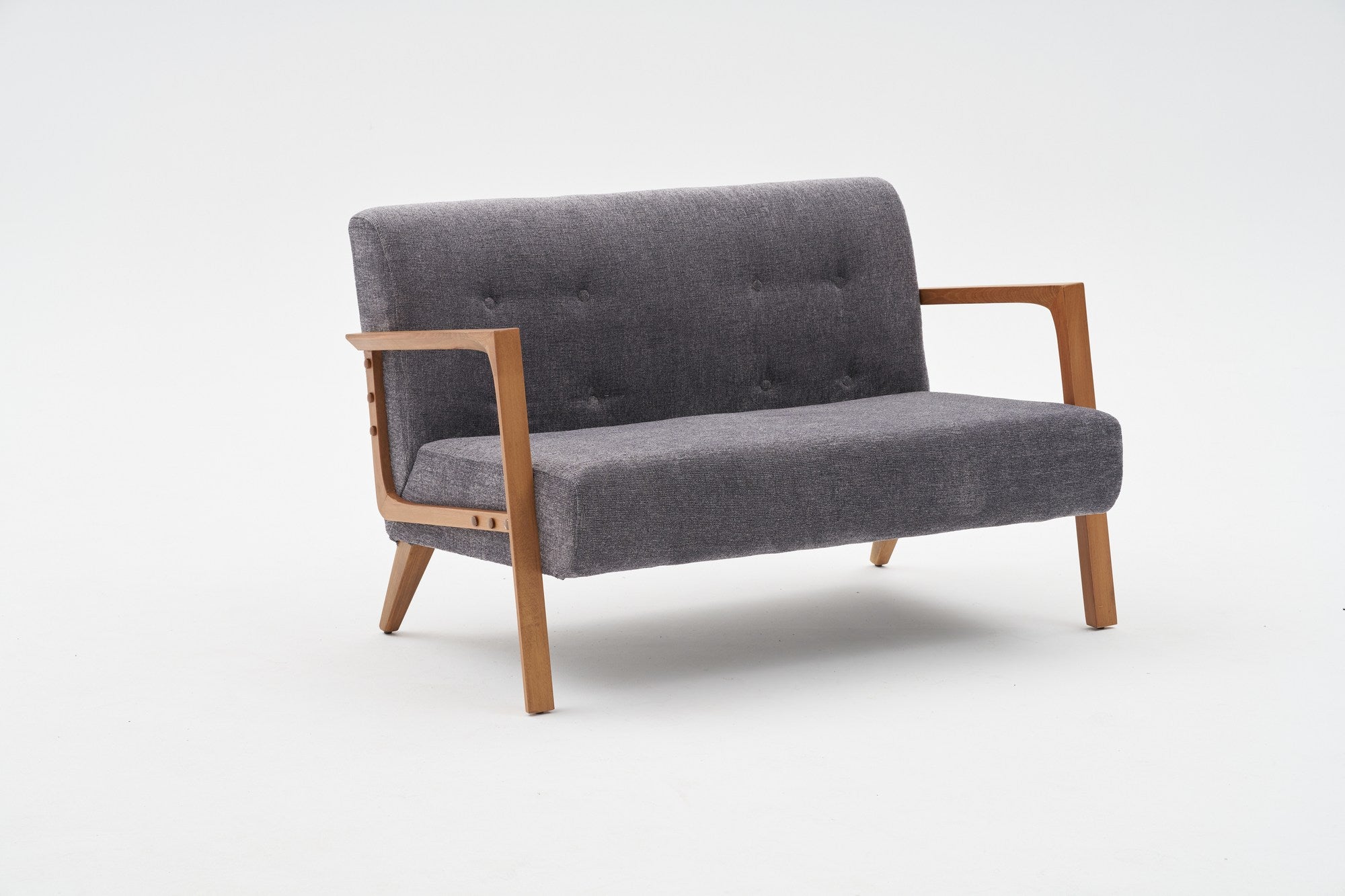 Sofá elegante de 2 lugares, tecido chenille cinza, estrutura de madeira de faia, 114 x 85 x 80 cm | Assentos confortáveis de espuma DNS 32 | Perfeito para salas de estar modernas