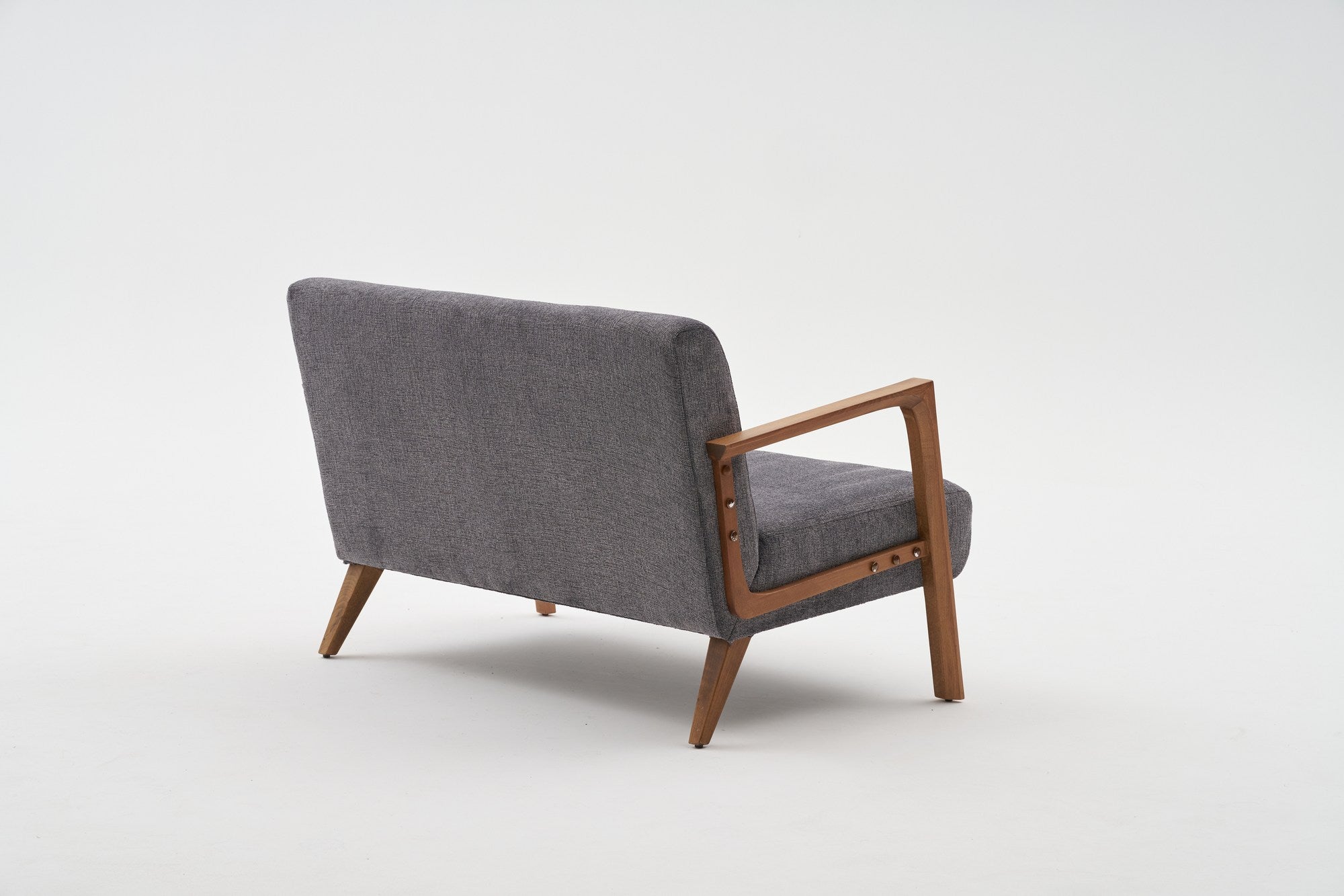 Sofá elegante de 2 lugares, tecido chenille cinza, estrutura de madeira de faia, 114 x 85 x 80 cm | Assentos confortáveis de espuma DNS 32 | Perfeito para salas de estar modernas