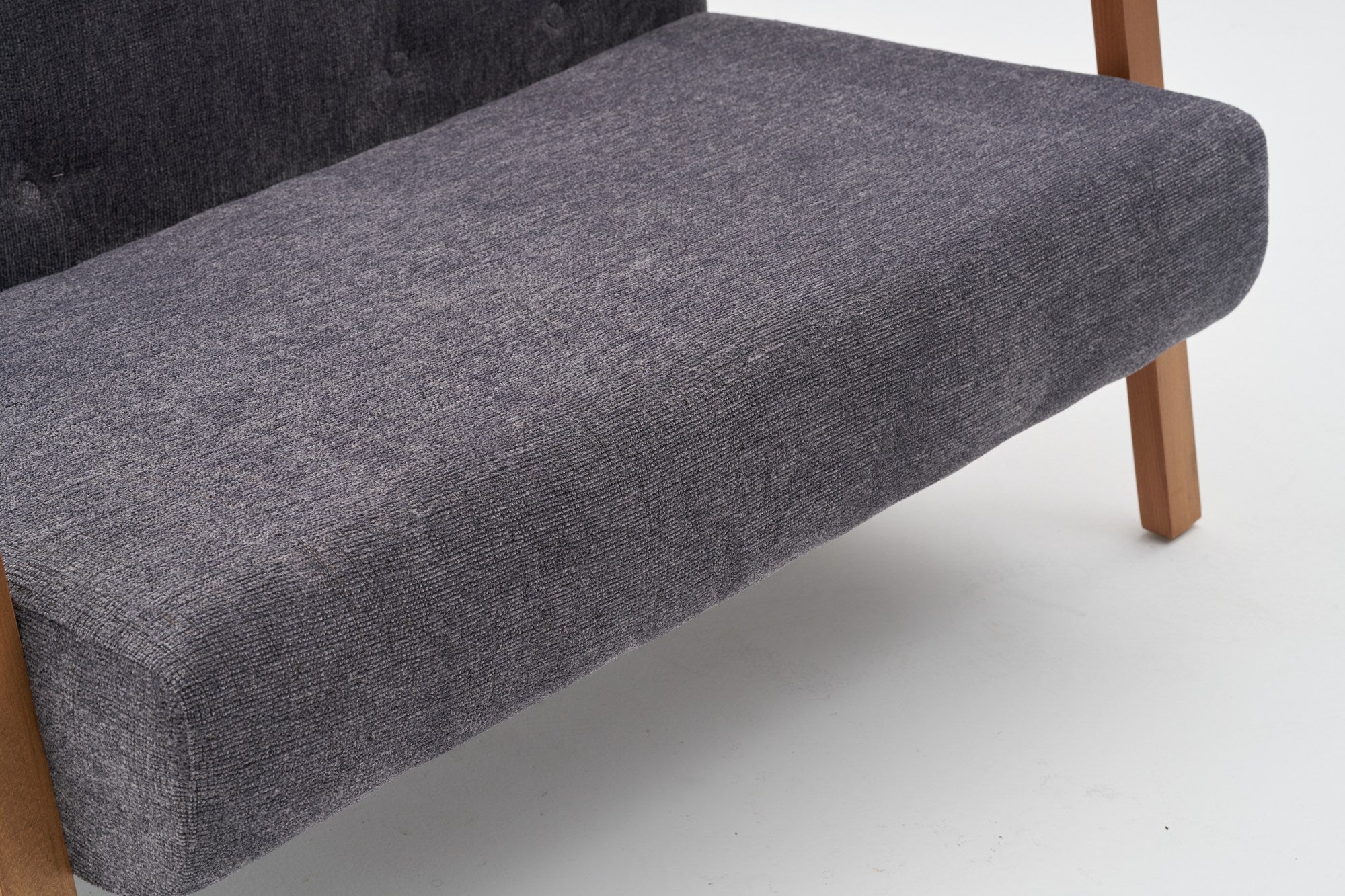 Sofá elegante de 2 lugares, tecido chenille cinza, estrutura de madeira de faia, 114 x 85 x 80 cm | Assentos confortáveis de espuma DNS 32 | Perfeito para salas de estar modernas