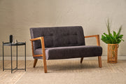 Sofá elegante de 2 lugares, antracite, 114 x 85 x 80 cm | Estrutura e pernas em madeira de faia, tecido chenille 100% poliéster | Design confortável e moderno para salas de estar