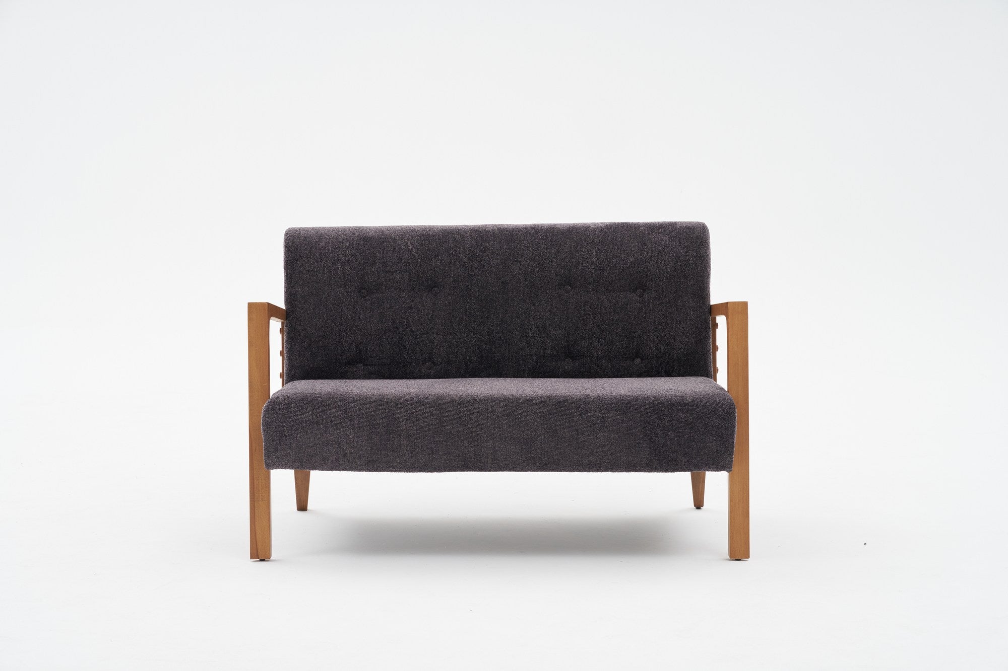 Sofá elegante de 2 lugares, antracite, 114 x 85 x 80 cm | Estrutura e pernas em madeira de faia, tecido chenille 100% poliéster | Design confortável e moderno para salas de estar