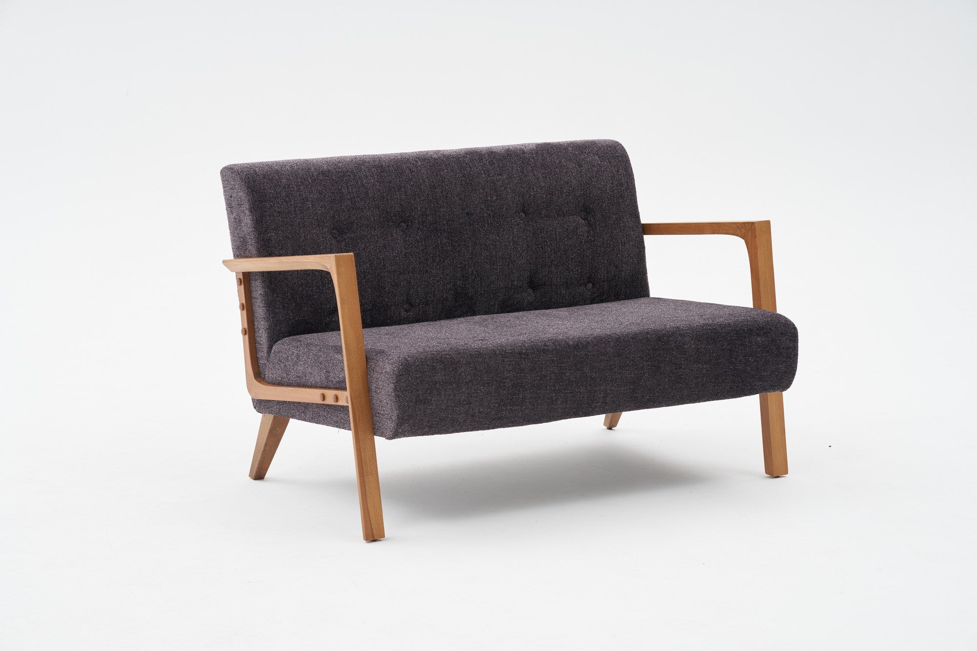 Sofá elegante de 2 lugares, antracite, 114 x 85 x 80 cm | Estrutura e pernas em madeira de faia, tecido chenille 100% poliéster | Design confortável e moderno para salas de estar