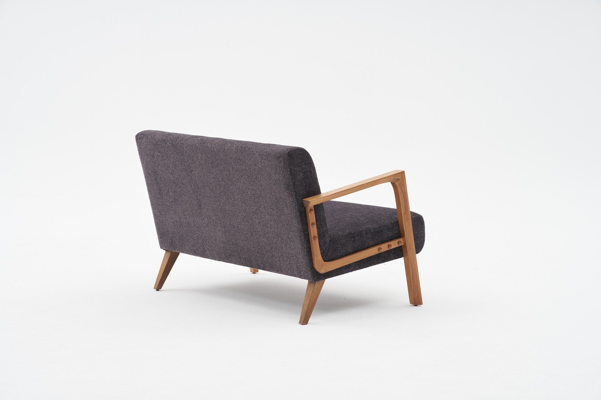 Sofá elegante de 2 lugares, antracite, 114 x 85 x 80 cm | Estrutura e pernas em madeira de faia, tecido chenille 100% poliéster | Design confortável e moderno para salas de estar