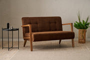 Sofá elegante de 2 lugares, tecido chenille marrom, estrutura de madeira de faia, 114 x 80 x 85 cm | Assentos confortáveis de espuma DNS 32 | Perfeito para salas de estar modernas