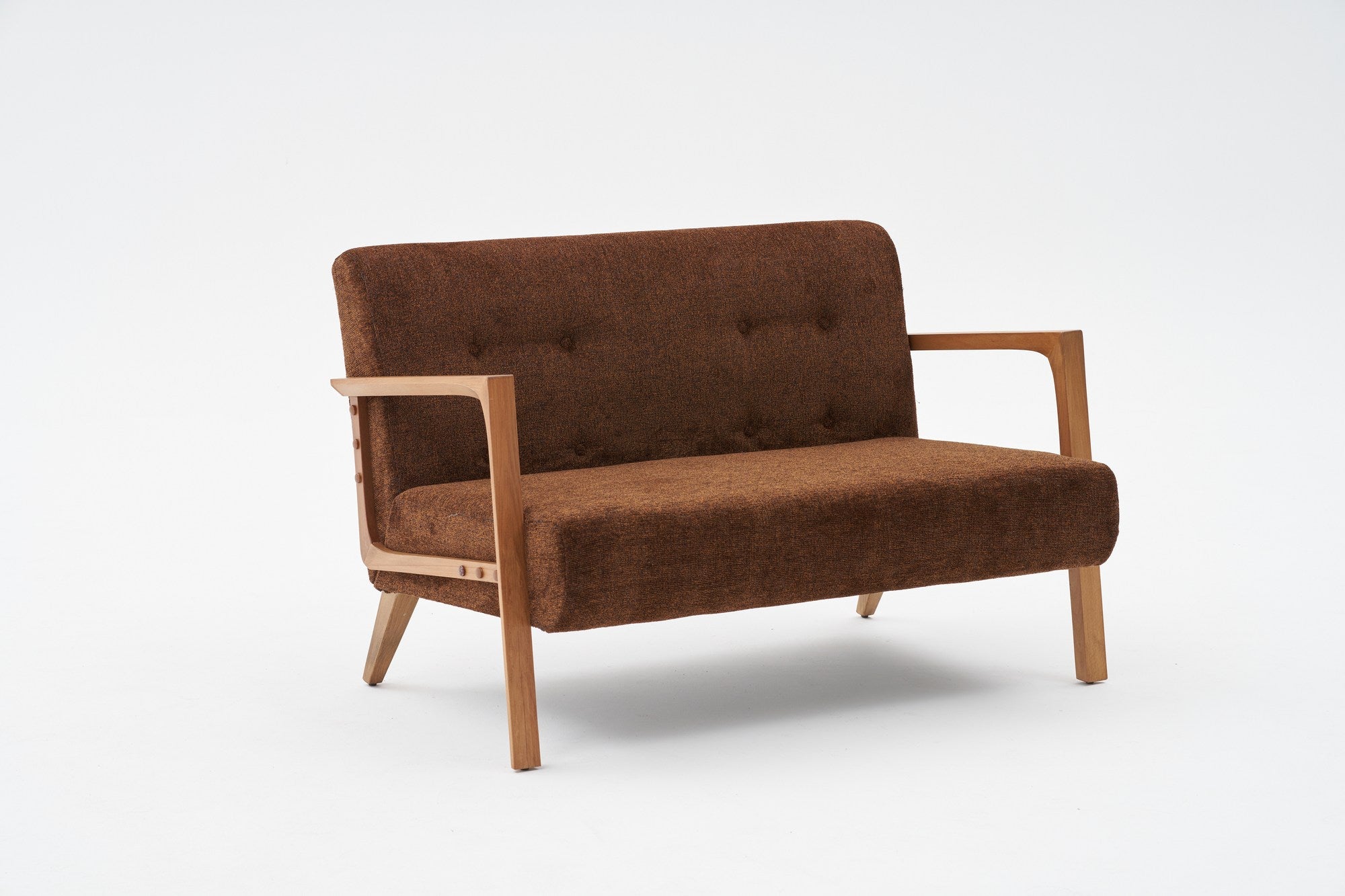 Sofá elegante de 2 lugares, tecido chenille marrom, estrutura de madeira de faia, 114 x 80 x 85 cm | Assentos confortáveis de espuma DNS 32 | Perfeito para salas de estar modernas