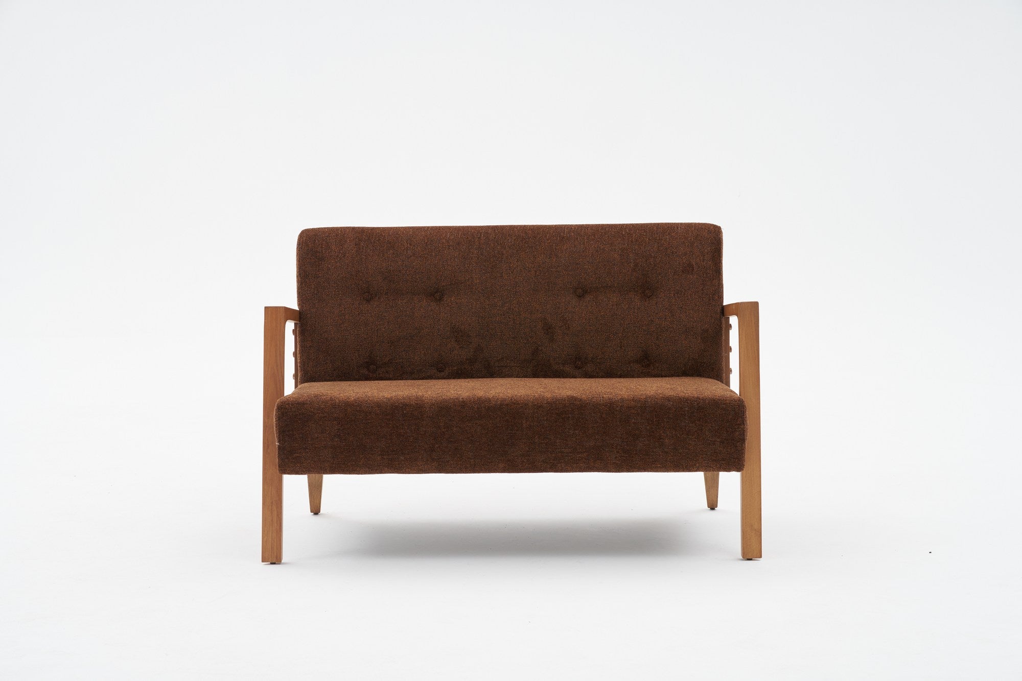 Sofá elegante de 2 lugares, tecido chenille marrom, estrutura de madeira de faia, 114 x 80 x 85 cm | Assentos confortáveis de espuma DNS 32 | Perfeito para salas de estar modernas