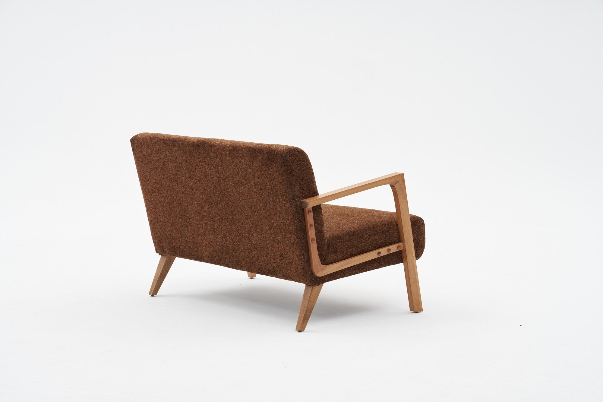 Sofá elegante de 2 lugares, tecido chenille marrom, estrutura de madeira de faia, 114 x 80 x 85 cm | Assentos confortáveis de espuma DNS 32 | Perfeito para salas de estar modernas