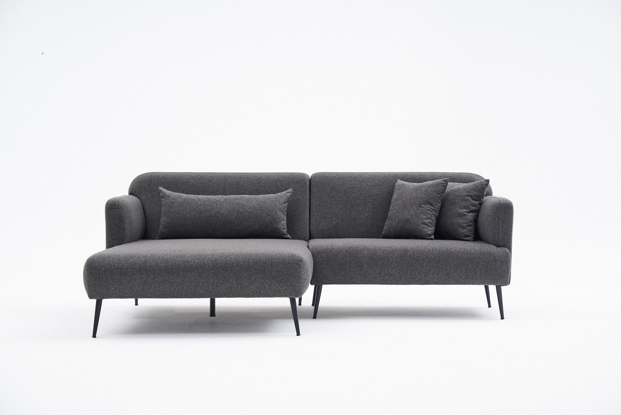 Sofá de canto elegante, antracite, 250 cm | Estrutura em madeira de faia, 100% linho, espuma 30 DNS | Perfeito para salas de estar modernas, design confortável e elegante