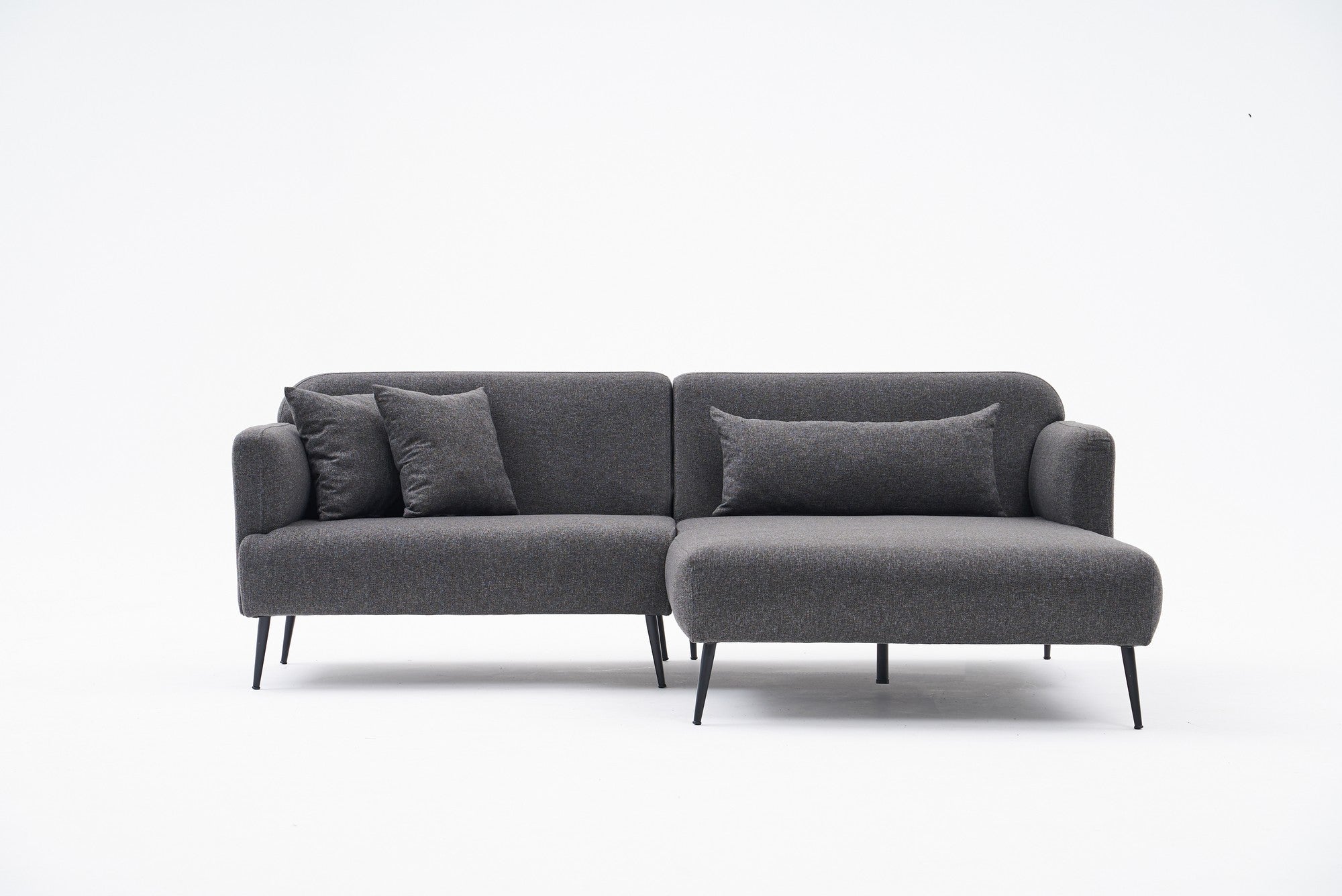 Sofá de canto elegante, antracite, 250 cm | Estrutura em madeira de faia, 100% linho, espuma 30 DNS | Perfeito para salas de estar modernas, design confortável e elegante