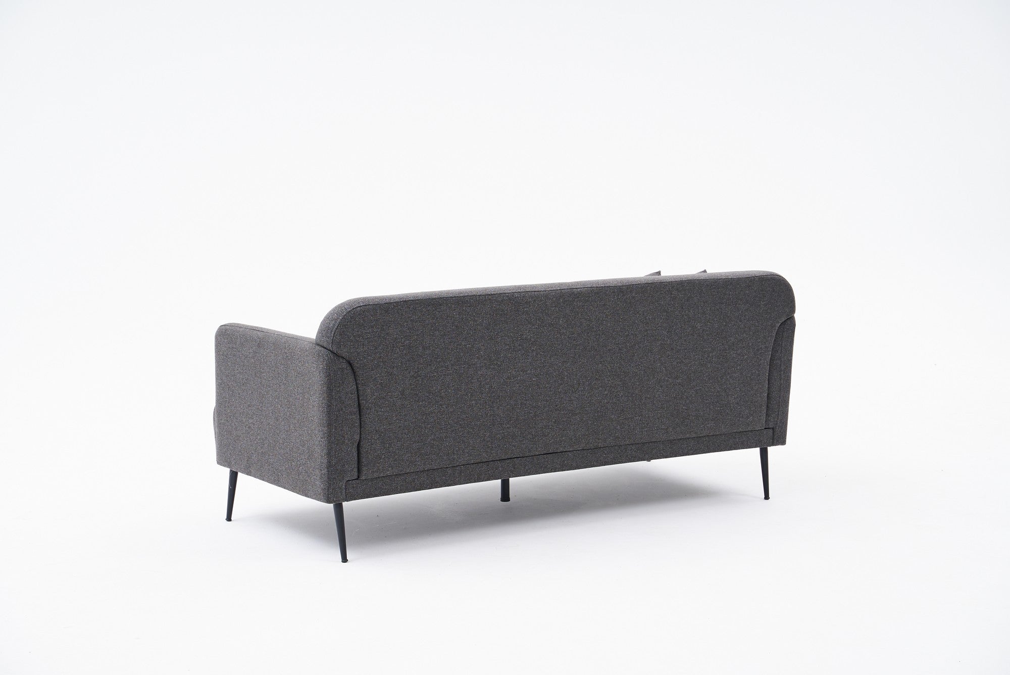 Sofá elegante de 3 lugares, antracite, 200 cm | Estrutura em madeira de faia, 100% linho, espuma 30 DNS | Design moderno com pernas de metal preto, perfeito para salas de estar