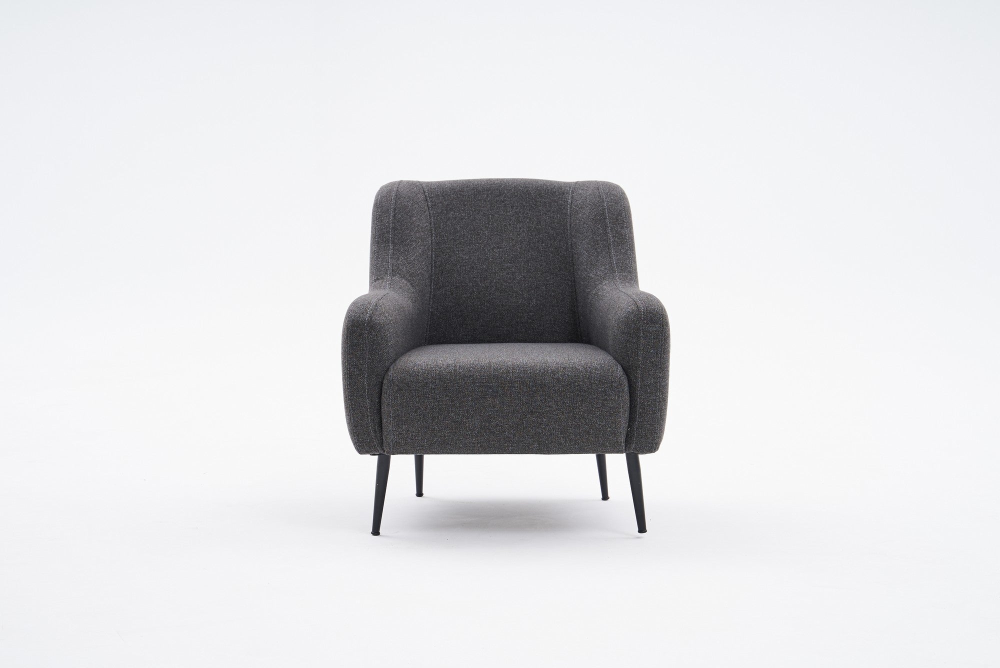 Sofá elegante de 1 lugar, antracite, 80 x 78 x 83 cm | Estrutura em madeira de faia, tecido 100% linho, espuma 30 DNS, pernas em metal preto | Perfeito para espaços modernos