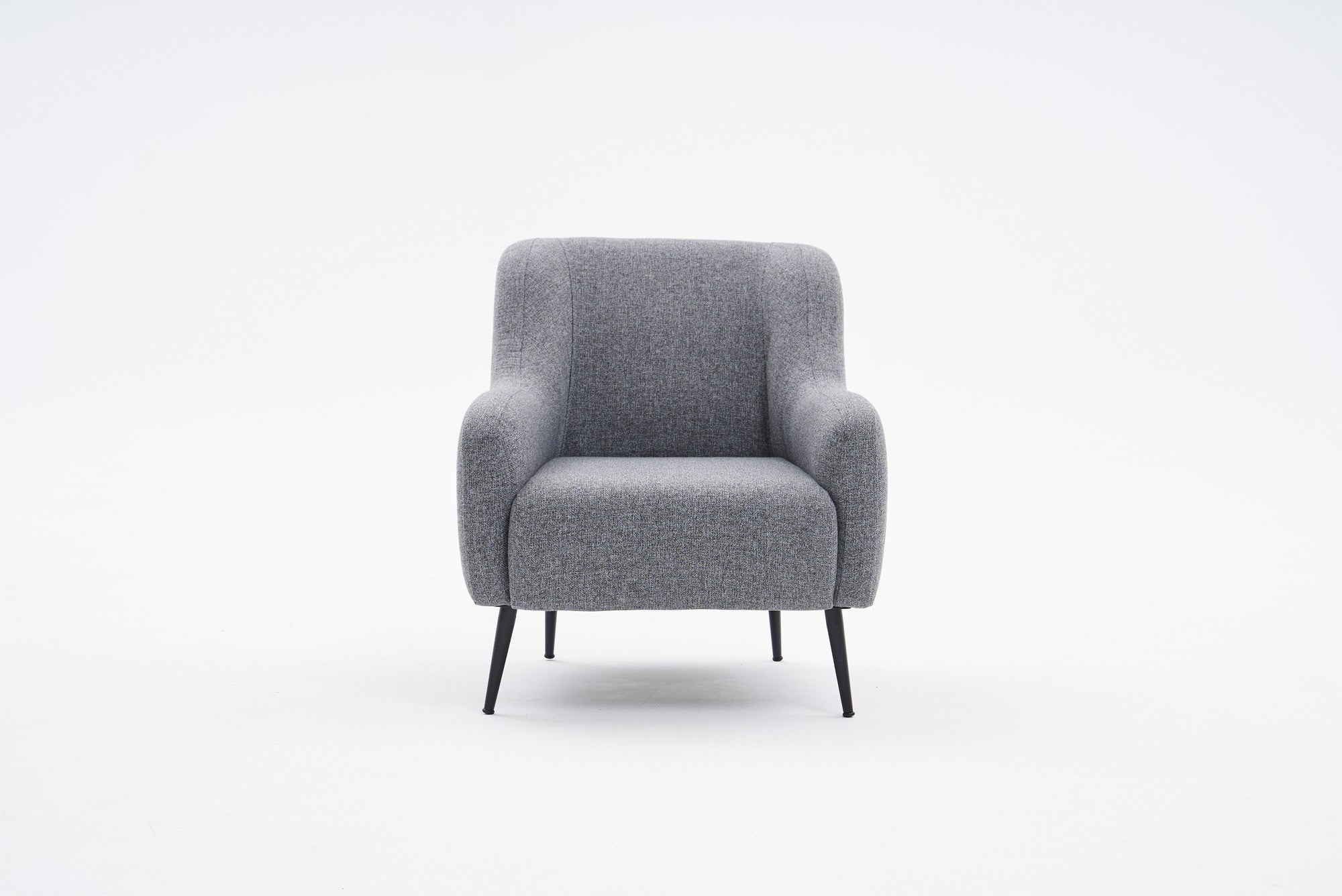 Sofá elegante de 1 lugar, linho cinza, 80 x 78 x 83 cm | Estrutura de madeira de faia, espuma 30 DNS, pernas de metal preto | Perfeito para salas de estar modernas e espaços aconchegantes