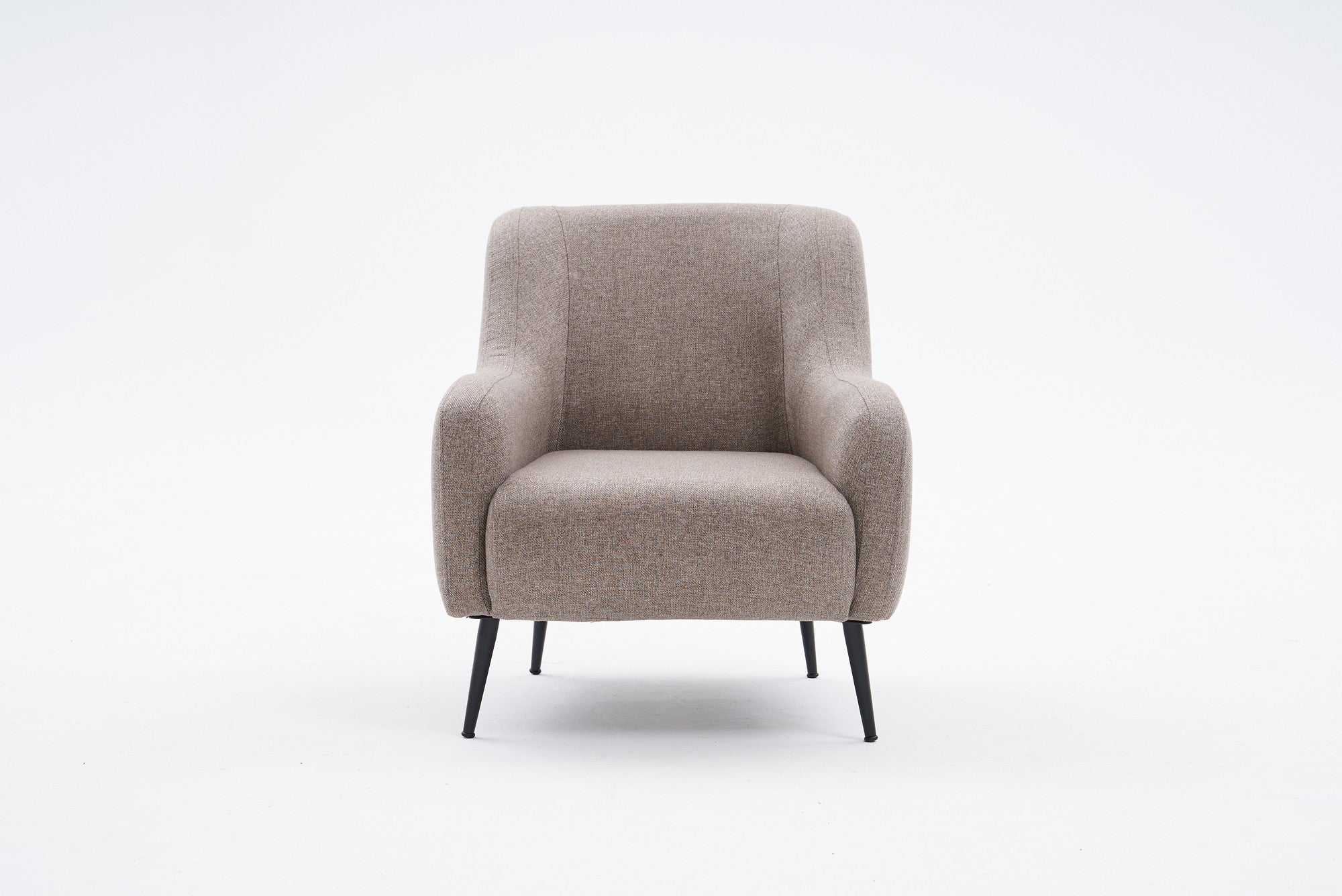 Sofá elegante de 1 lugar, linho marrom, 80 x 78 x 83 cm | Estrutura de madeira de faia, espuma 30 DNS, pernas de metal preto | Perfeito para salas de estar modernas e espaços aconchegantes