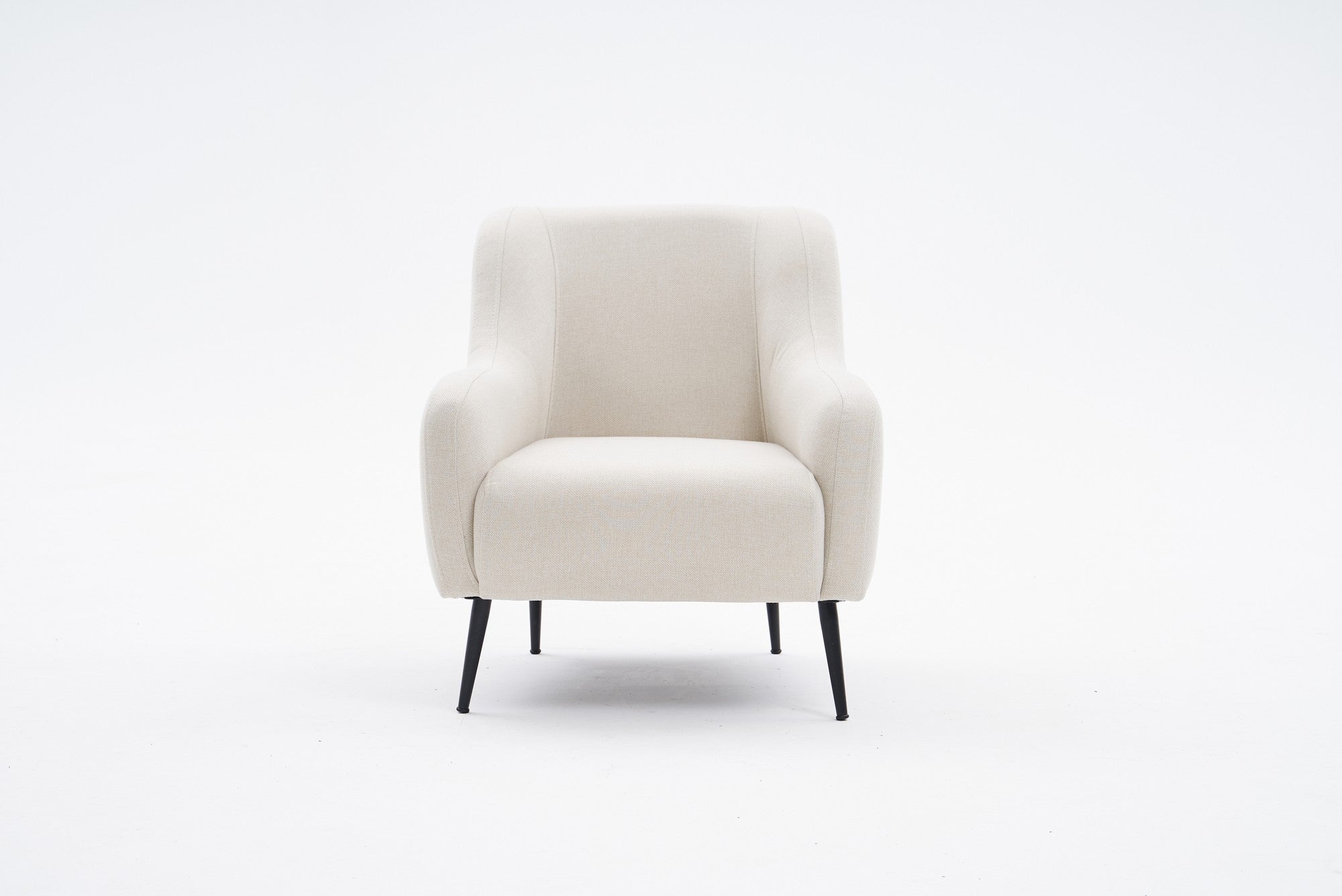 Sofá elegante de 1 lugar, linho creme, 80 x 78 x 83 cm | Estrutura de madeira de faia, espuma 30 DNS, pernas de metal preto | Perfeito para salas de estar modernas e espaços aconchegantes
