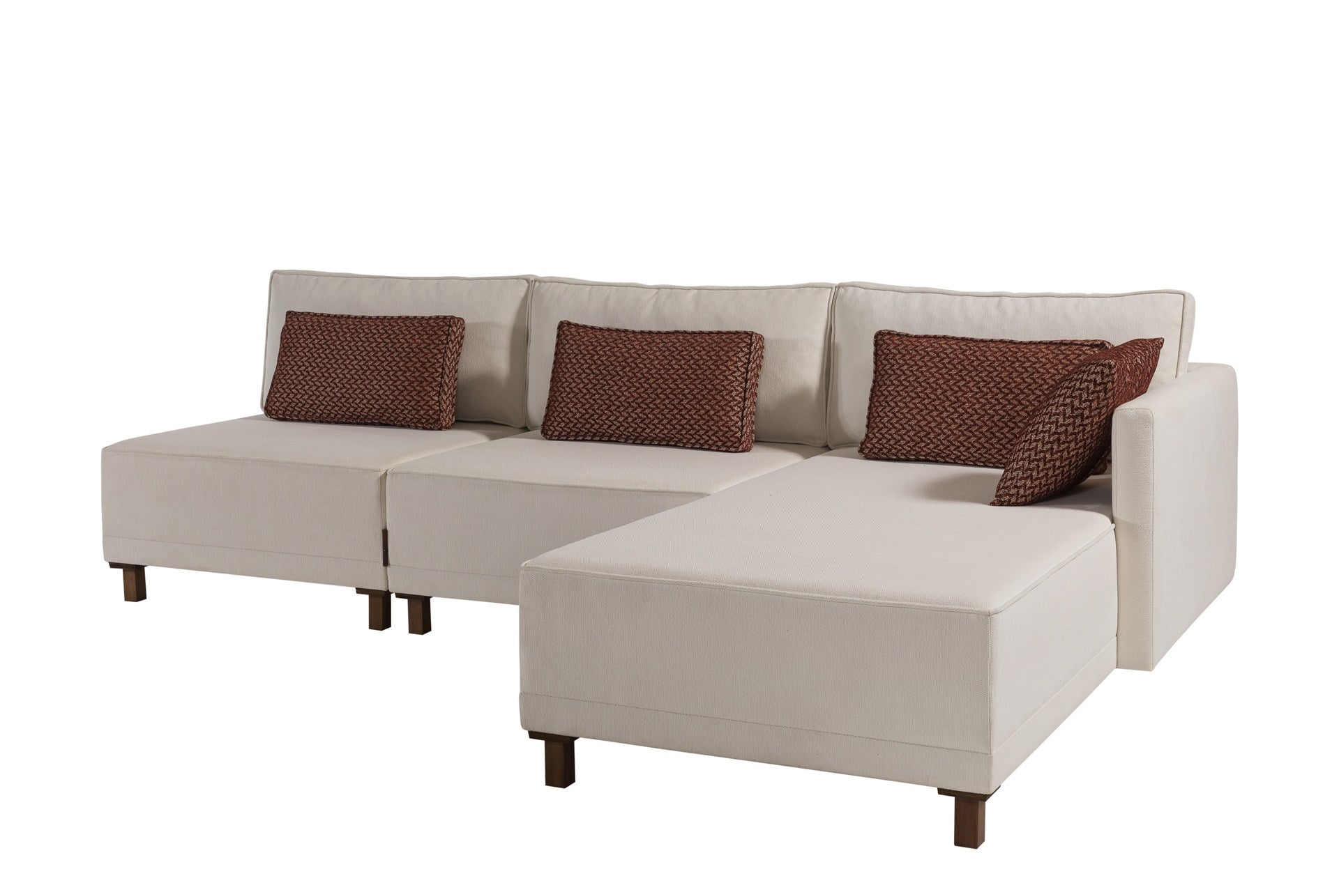 Sofá-cama de canto elegante, tecido chenille bege, 285 cm | Estrutura e pernas de madeira de faia, espuma 30 DNS | Perfeito para salas de estar modernas e espaços para hóspedes