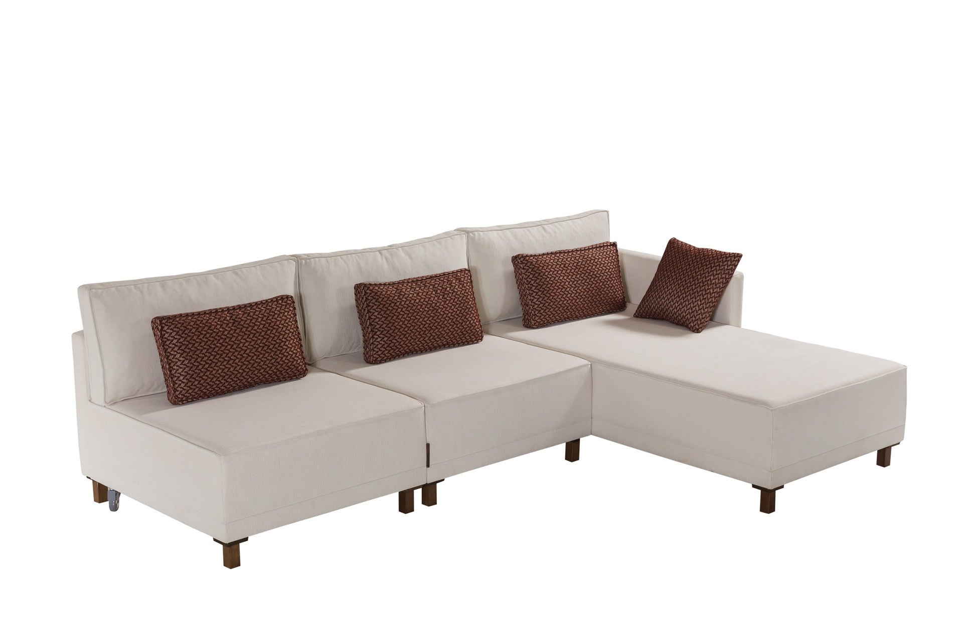 Sofá-cama de canto elegante, tecido chenille bege, 285 cm | Estrutura e pernas de madeira de faia, espuma 30 DNS | Perfeito para salas de estar modernas e espaços para hóspedes