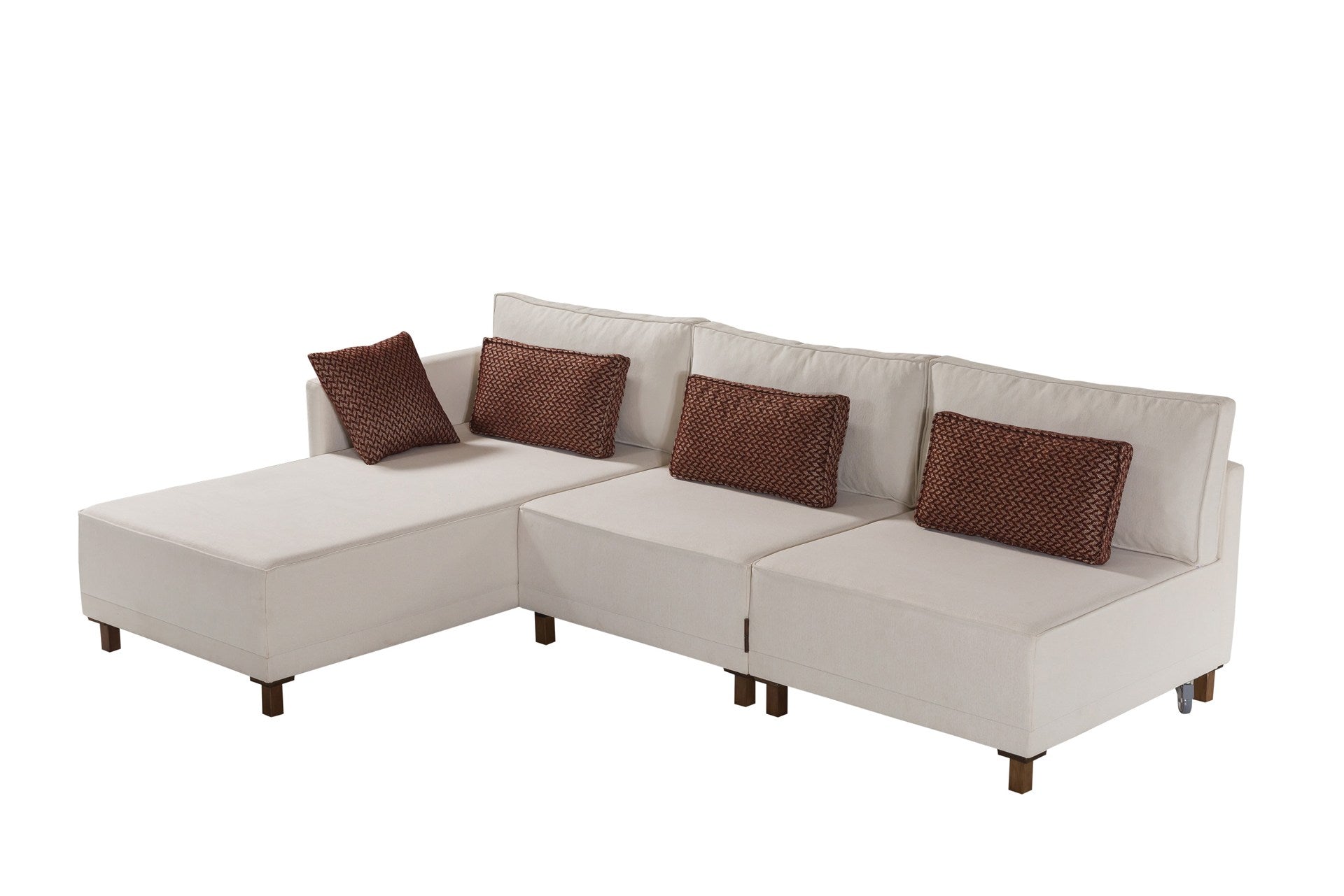 Sofá-cama de canto elegante, tecido chenille bege, 285 cm | Estrutura e pernas de madeira de faia, espuma 30 DNS | Perfeito para salas de estar modernas e espaços para hóspedes