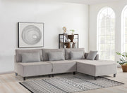 Sofá-cama de canto cinza elegante, estrutura de madeira de faia, 285 cm | Tecido chenille 100% poliéster | Espuma DNS 30 confortável, perfeito para espaços modernos