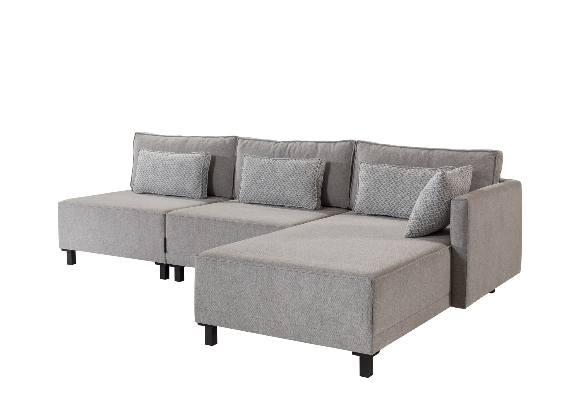Sofá-cama de canto cinza elegante, estrutura de madeira de faia, 285 cm | Tecido chenille 100% poliéster | Espuma DNS 30 confortável, perfeito para espaços modernos