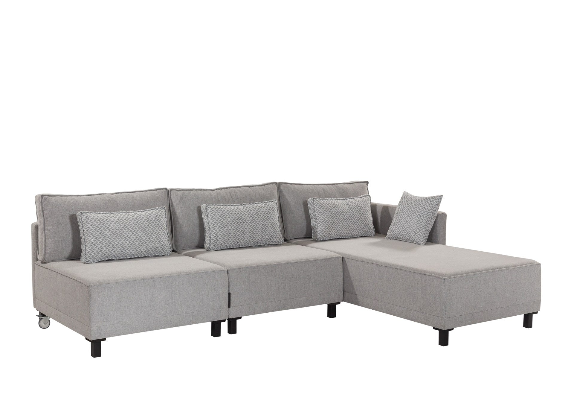 Sofá-cama de canto cinza elegante, estrutura de madeira de faia, 285 cm | Tecido chenille 100% poliéster | Espuma DNS 30 confortável, perfeito para espaços modernos
