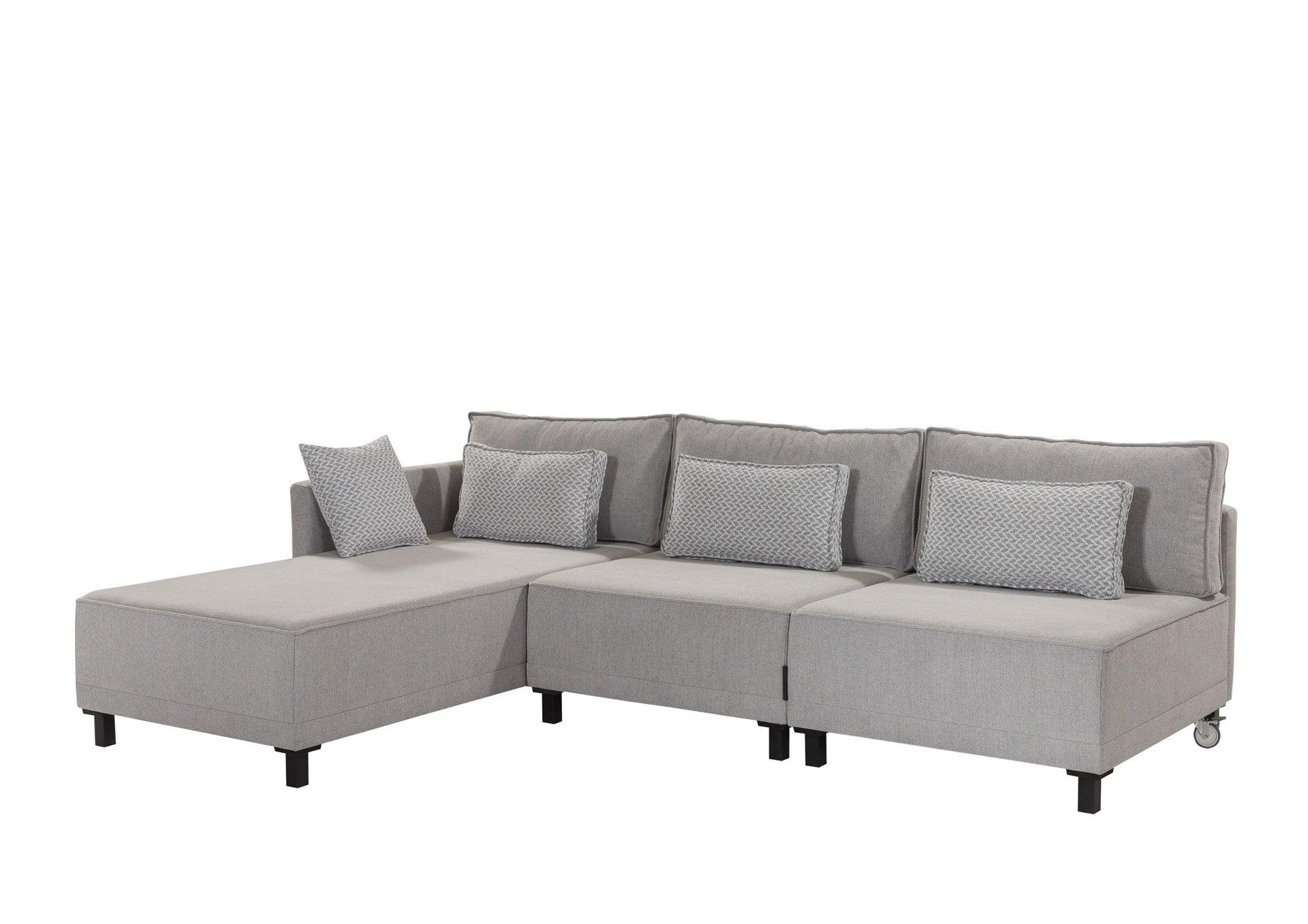 Sofá-cama de canto cinza elegante, estrutura de madeira de faia, 285 cm | Tecido chenille 100% poliéster | Espuma DNS 30 confortável, perfeito para espaços modernos