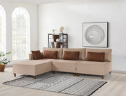 Sofá-cama de canto elegante, tecido chenille marrom, 285 cm | Estrutura e pernas de madeira de faia, espuma 30 DNS | Converte-se em cama de 184 x 184 cm, perfeito para espaços modernos