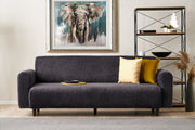 Sofá elegante de 3 lugares, antracite, 220 x 87 x 70 cm | Estrutura de abeto durável, 100% poliéster chenille, espuma 28 DNS | Perfeito para salas de estar modernas