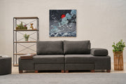 Sofá-cama elegante de 3 lugares, antracite, 233 x 83 x 93 cm | Estrutura de madeira durável, 100% linho, fácil de limpar | Perfeito para salas de estar modernas e quartos de hóspedes