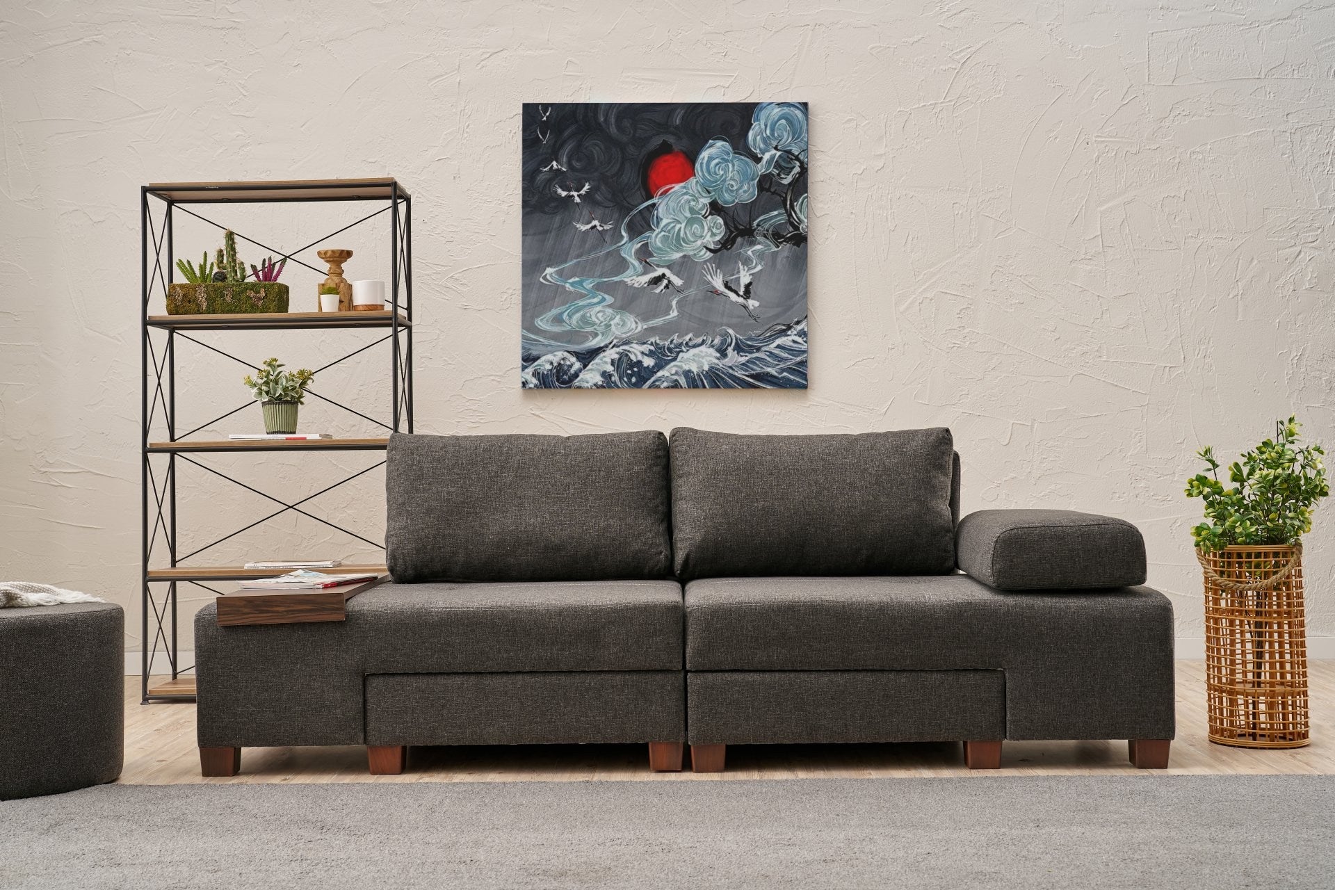 Sofá-cama elegante de 3 lugares, antracite, 233 x 83 x 93 cm | Estrutura de madeira durável, 100% linho, fácil de limpar | Perfeito para salas de estar modernas e quartos de hóspedes