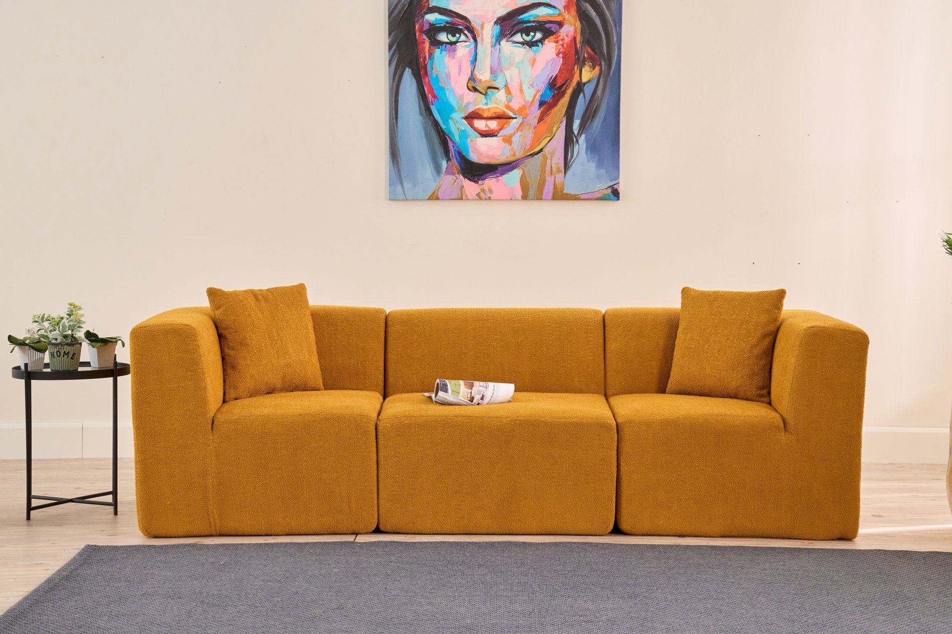 Sofá de 3 Lugares Raks – Laranja – 245x70x85 cm | Tribo Home