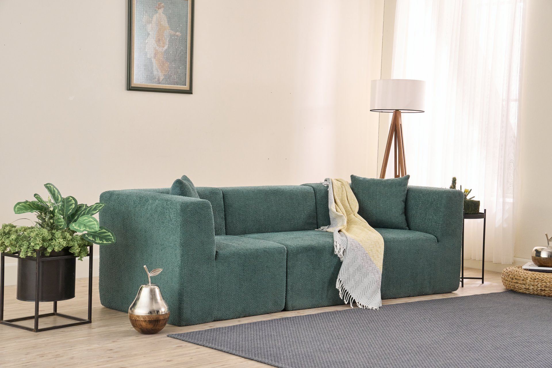 Sofá de 3 Lugares Raks – Verde – 245x70x85 cm | Tribo Home