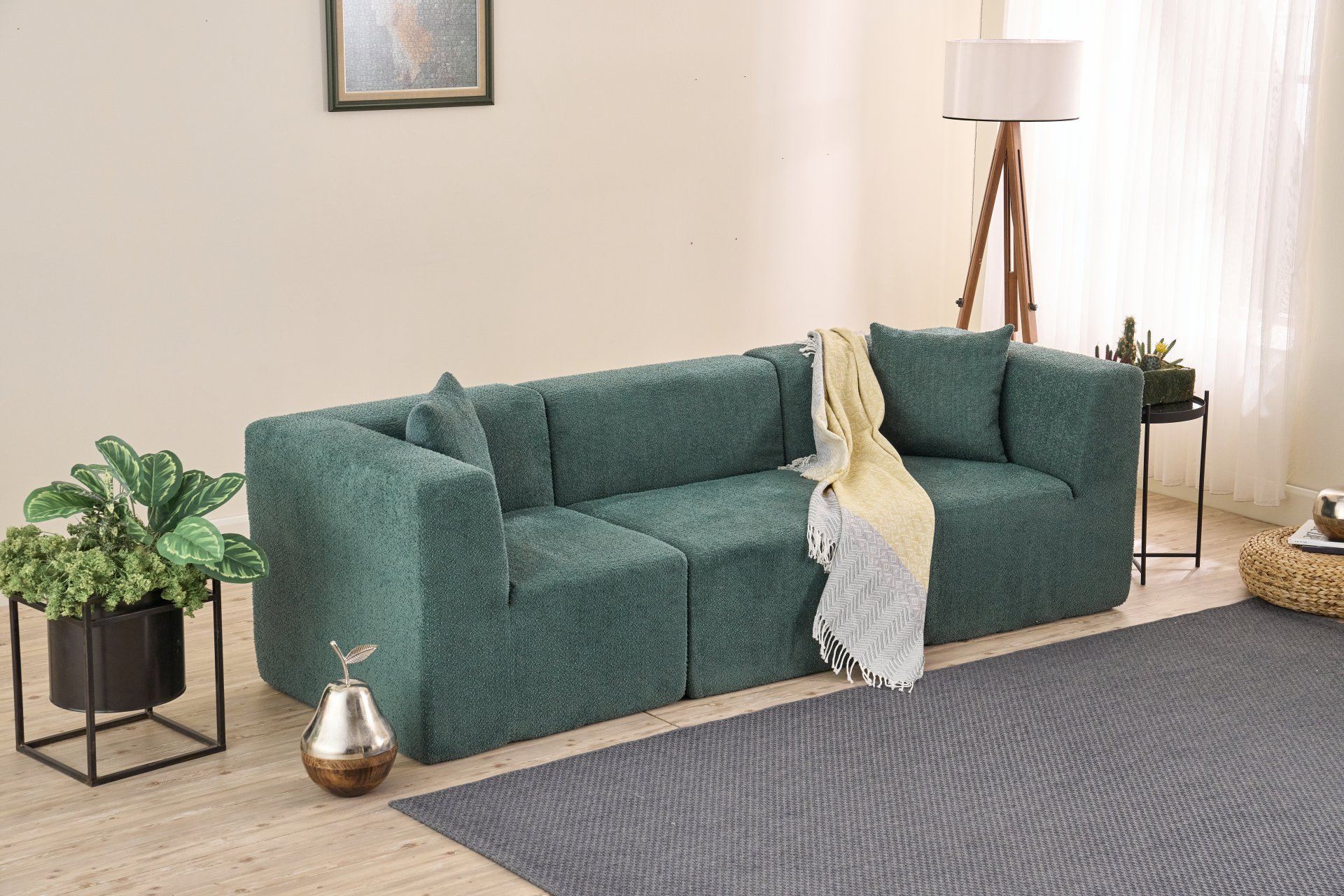 Sofá de 3 Lugares Raks – Verde – 245x70x85 cm | Tribo Home