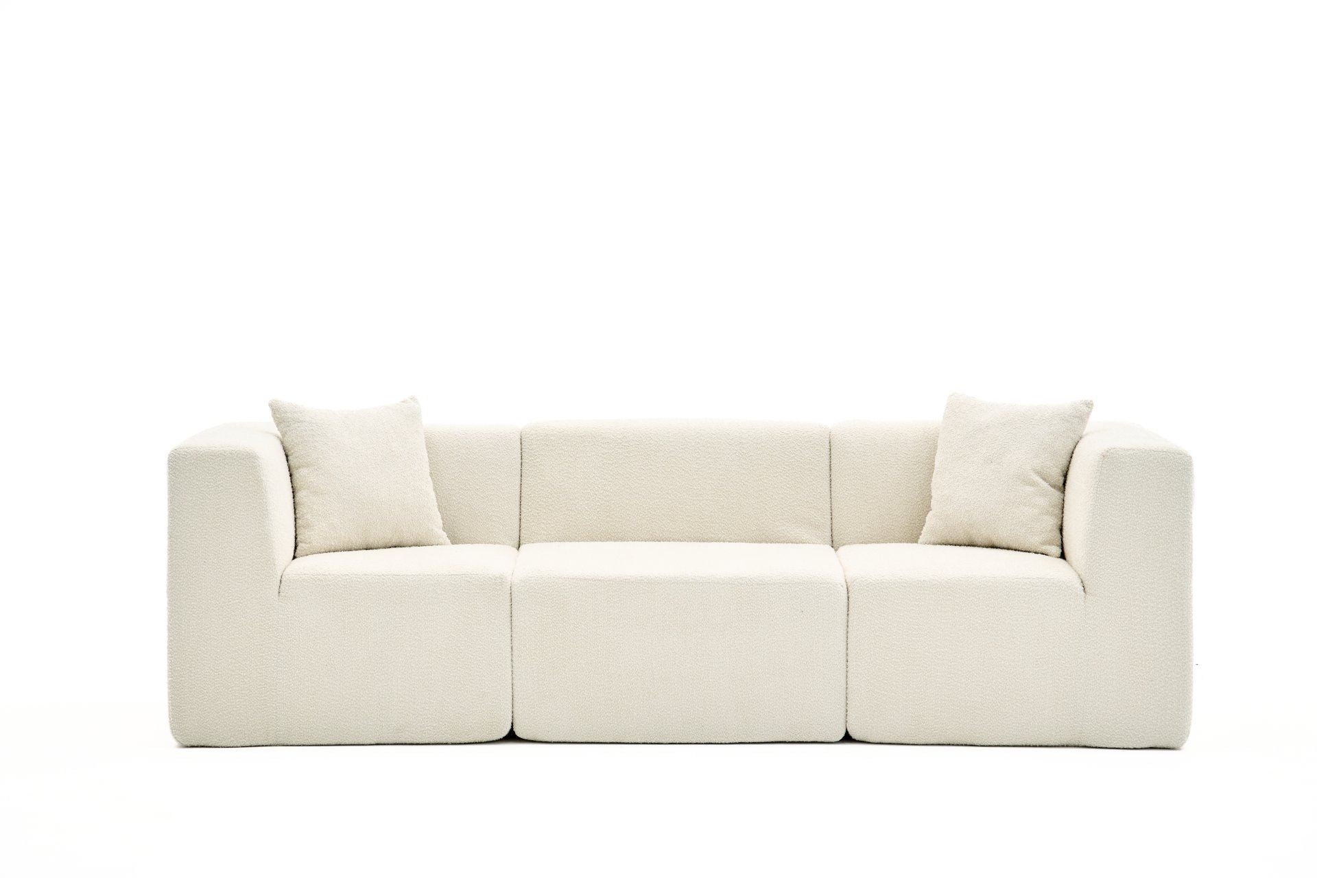 Sofá de 3 Lugares Raks – Creme – 245x70x85 cm | Tribo Home
