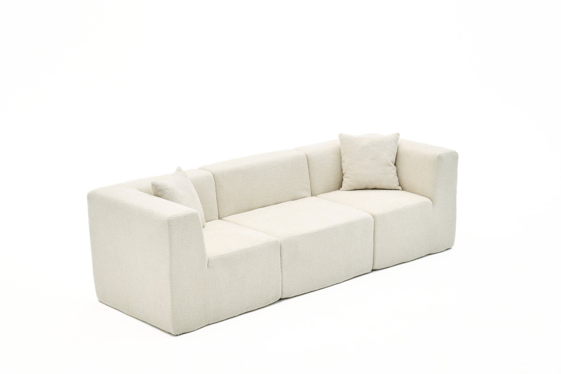 Sofá de 3 Lugares Raks – Creme – 245x70x85 cm | Tribo Home