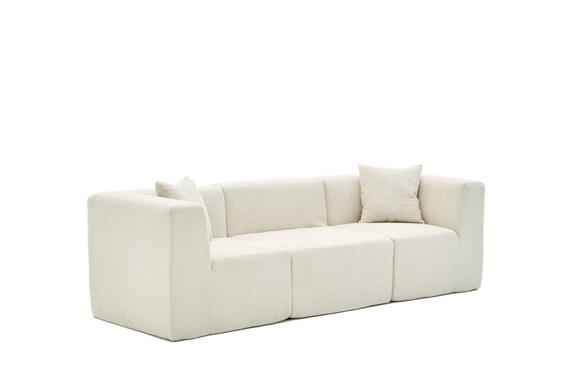 Sofá de 3 Lugares Raks – Creme – 245x70x85 cm | Tribo Home