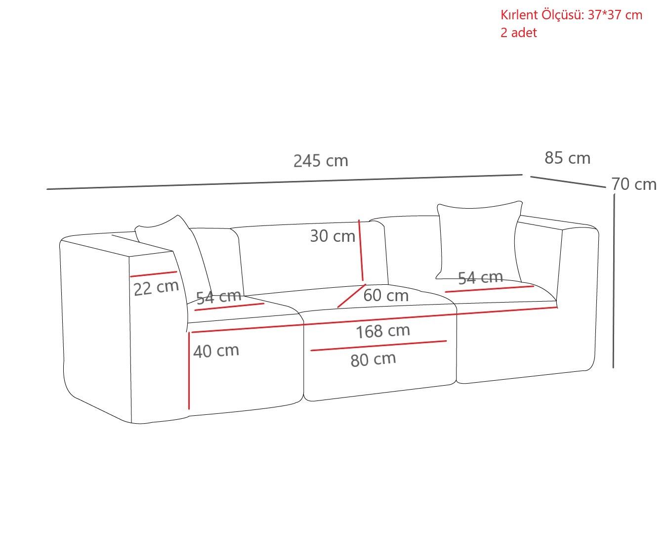 Sofá de 3 Lugares Raks – Creme – 245x70x85 cm | Tribo Home