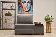 Sofá-cama elegante de 1 lugar, linho cinza, 116 x 83 x 93 cm | Estrutura de madeira, tecido fácil de limpar, espuma confortável | Perfeito para espaços pequenos e quartos de hóspedes