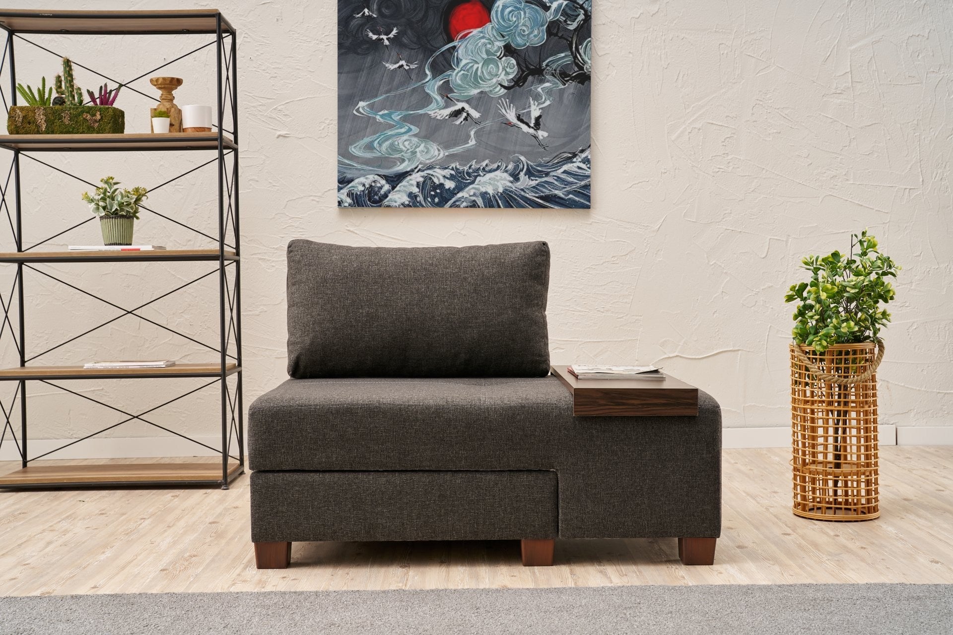 Sofá-cama elegante de 1 lugar, antracite, 116 x 83 x 93 cm | Estrutura de madeira durável, 100% linho, fácil de limpar | Perfeito para espaços pequenos e quartos de hóspedes