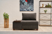 Sofá-cama elegante de 1 lugar, antracite, 116 x 83 x 93 cm | Estrutura de madeira durável, 100% linho, fácil de limpar | Perfeito para espaços pequenos e quartos de hóspedes