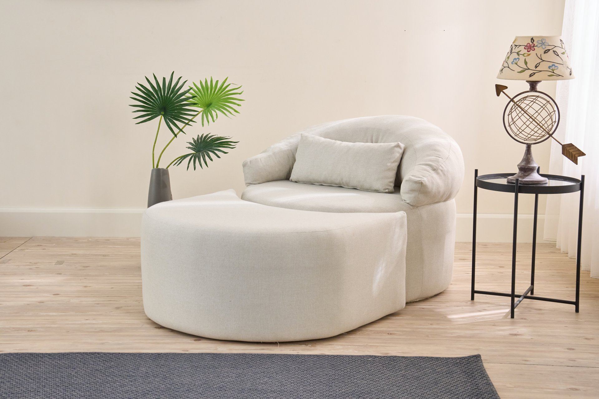 Sofá-cama de 1 lugar-Pitta-Creme