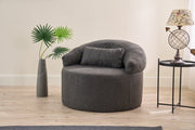 Sofá elegante de 1 lugar, antracite, 100 cm x 70 cm x 80 cm | Textura de linho 100% poliéster, espuma macia, ecológico, sem necessidade de montagem | Perfeito para espaços de convivência modernos