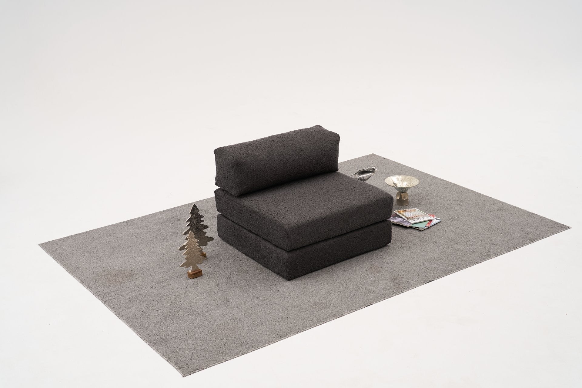 Sofá elegante de 1 lugar, tecido chenille antracite, 95 x 75 x 95 cm | Conforto em espuma macia, design ecológico | Perfeito para espaços modernos