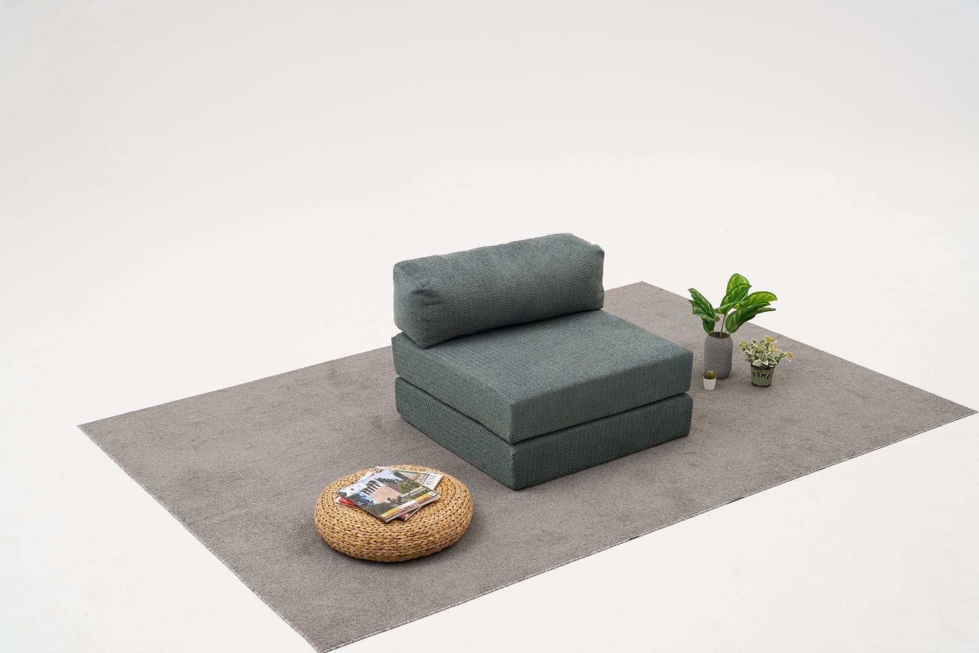 Sofá elegante de 1 lugar, tecido chenille verde, 95 x 75 x 95 cm | Espuma macia 28 DNS para maior conforto | Design ecológico, perfeito para espaços modernos