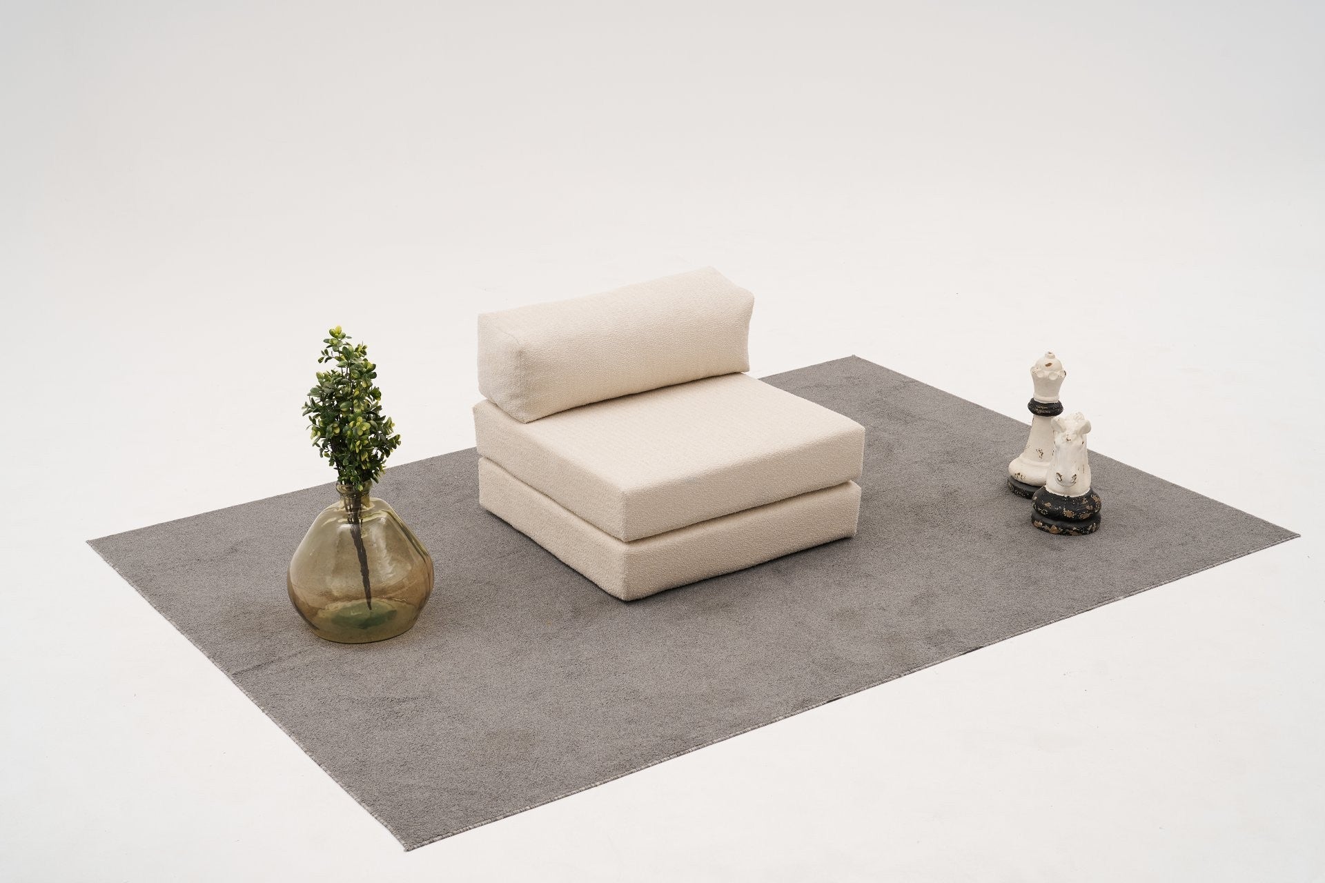 Sofá elegante de 1 lugar, tecido chenille creme, 95 x 75 x 95 cm | Conforto em espuma macia, design ecológico | Perfeito para salas de estar modernas e espaços aconchegantes