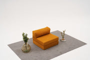 Sofá elegante de 1 lugar, tecido chenille laranja, 95 x 75 x 95 cm | Conforto em espuma macia, design ecológico | Perfeito para salas de estar modernas e espaços aconchegantes