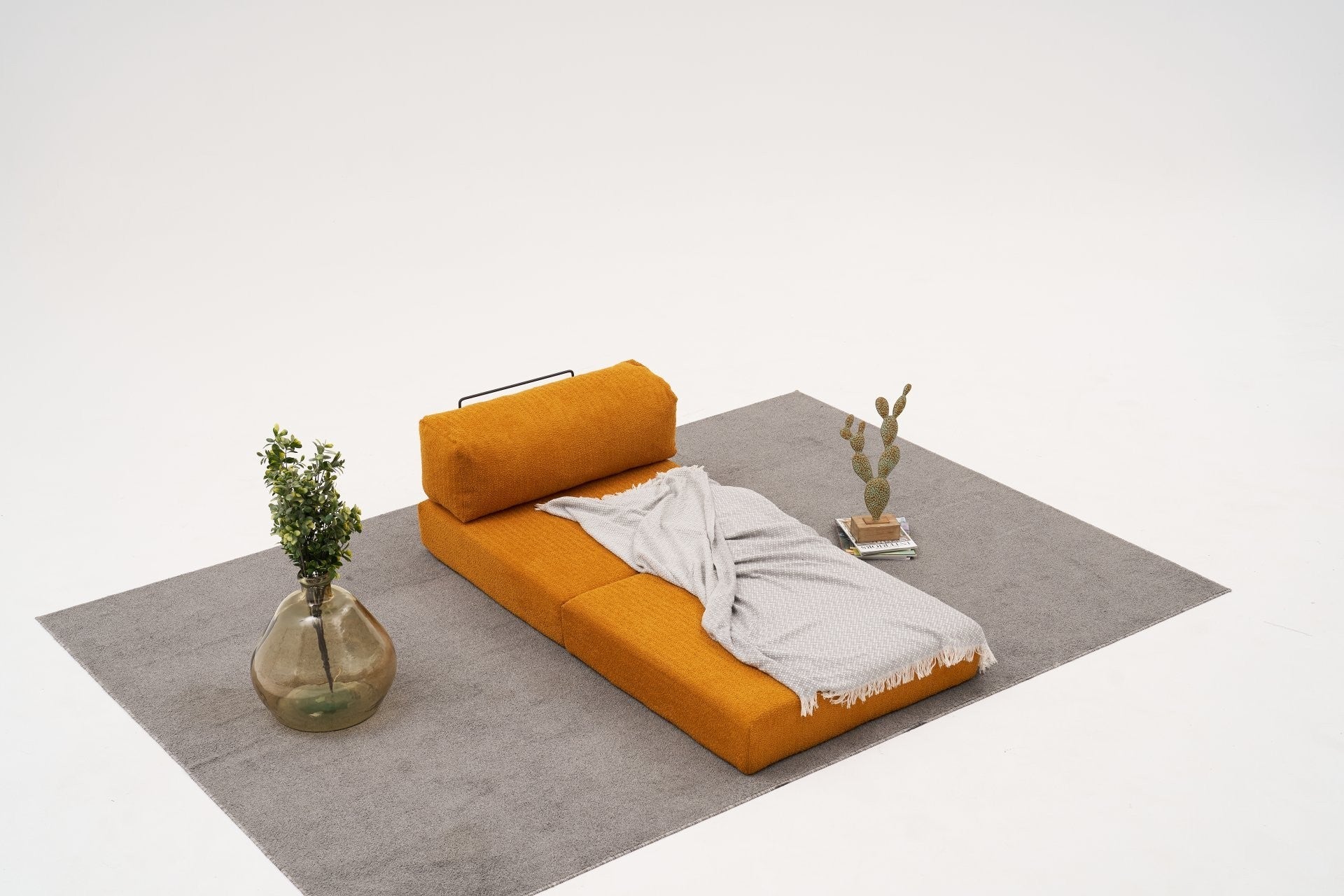 Sofá elegante de 1 lugar, tecido chenille laranja, 95 x 75 x 95 cm | Conforto em espuma macia, design ecológico | Perfeito para salas de estar modernas e espaços aconchegantes